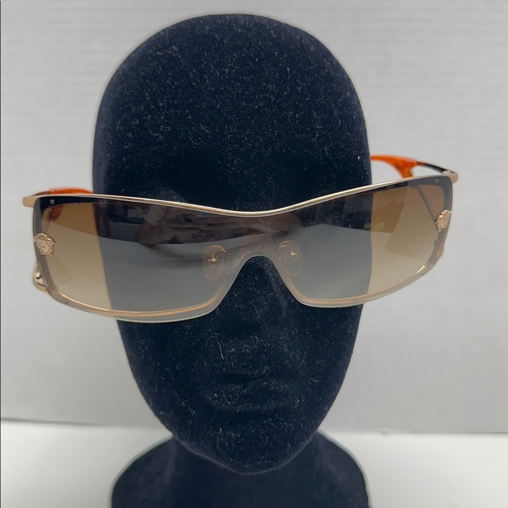 Versace Sunglasses Mod 2048 Vintage Oversized Designer Shield Glasses Orange - Picture 4 of 13